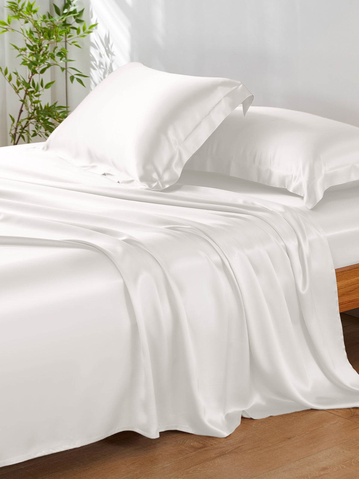 Ensemble de draps en soie supérieur avec taies d'oreiller 4 pièces - 19 momme