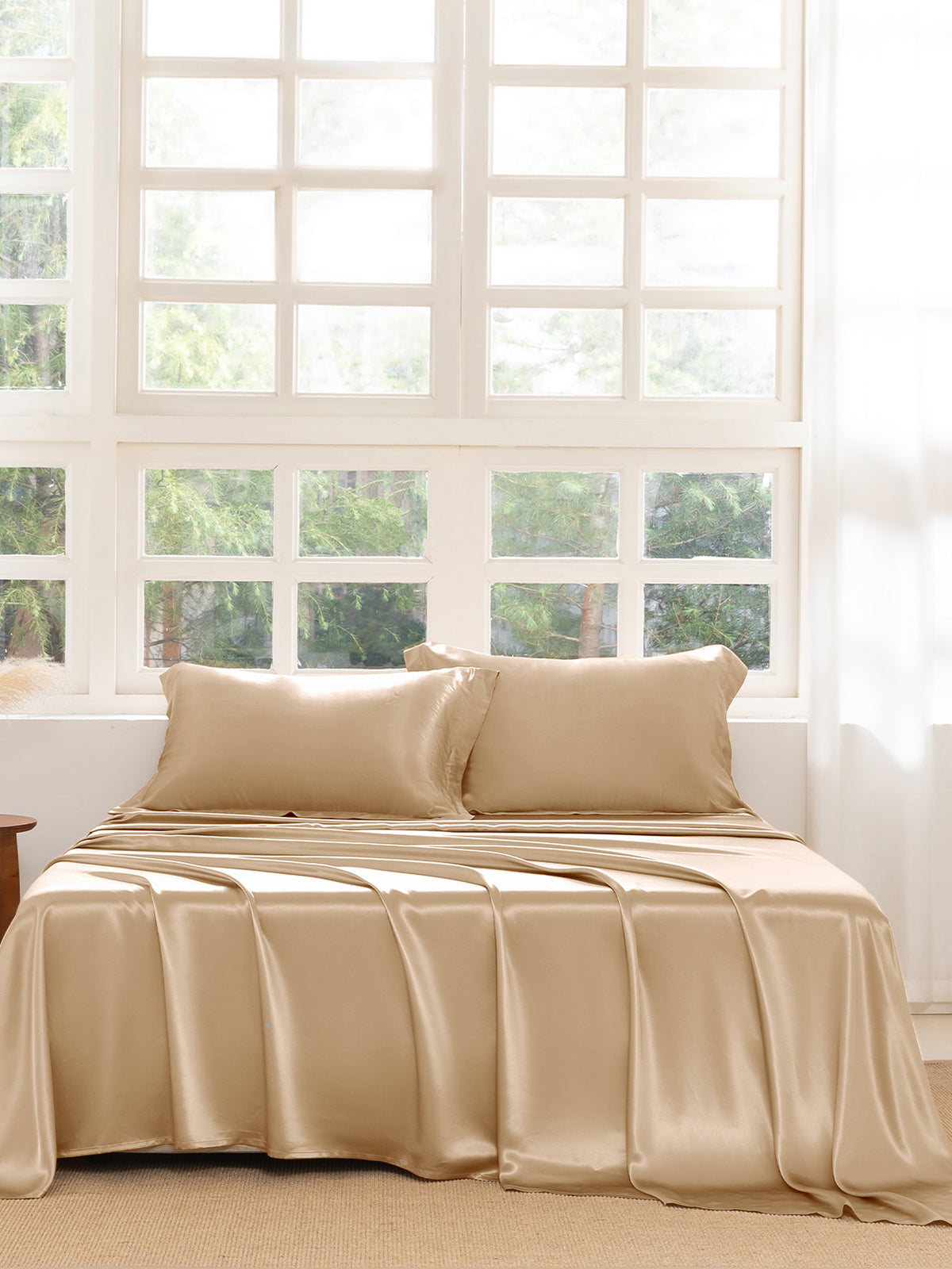 Ensemble de draps en soie supérieur avec taies d'oreiller 3 pièces - 22 momme