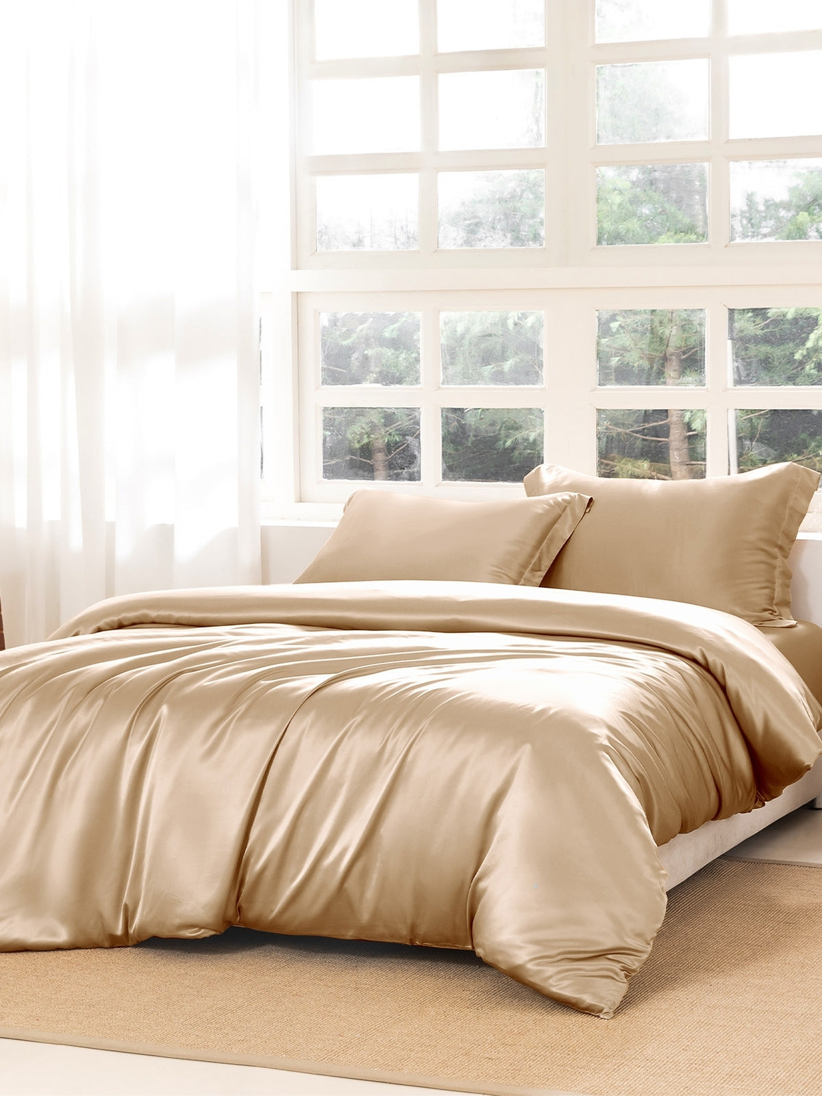 Ensemble de housse de couette en soie supérieur 4 pièces - 22 momme