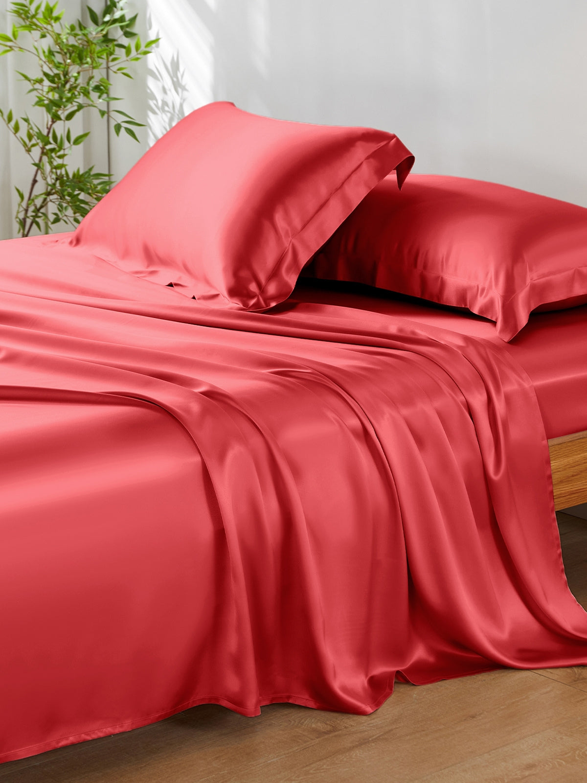 Ensemble de draps en soie supérieur avec taies d'oreiller 4 pièces - 19 momme