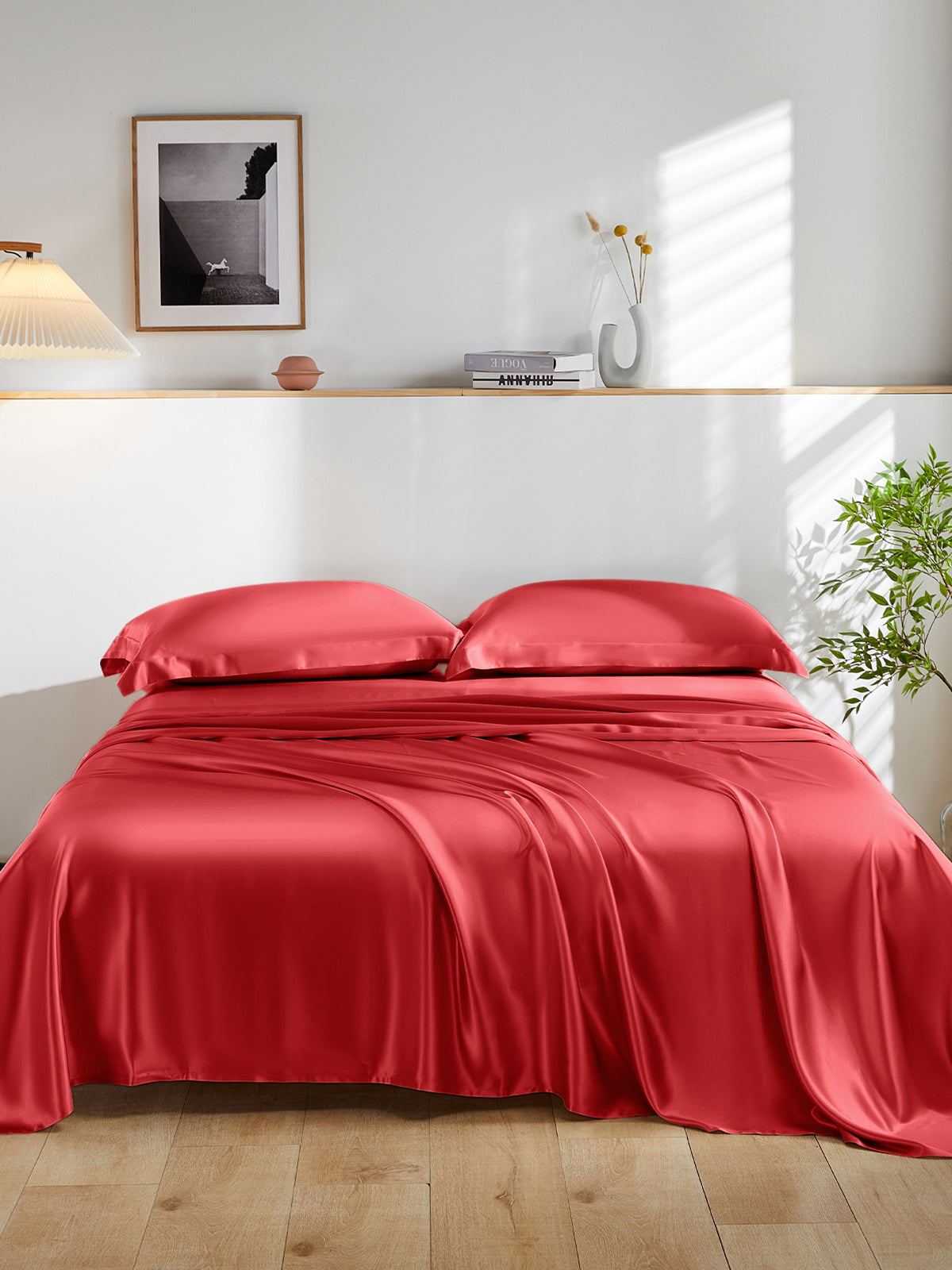 Ensemble de draps en soie supérieur avec taies d'oreiller 4 pièces - 19 momme