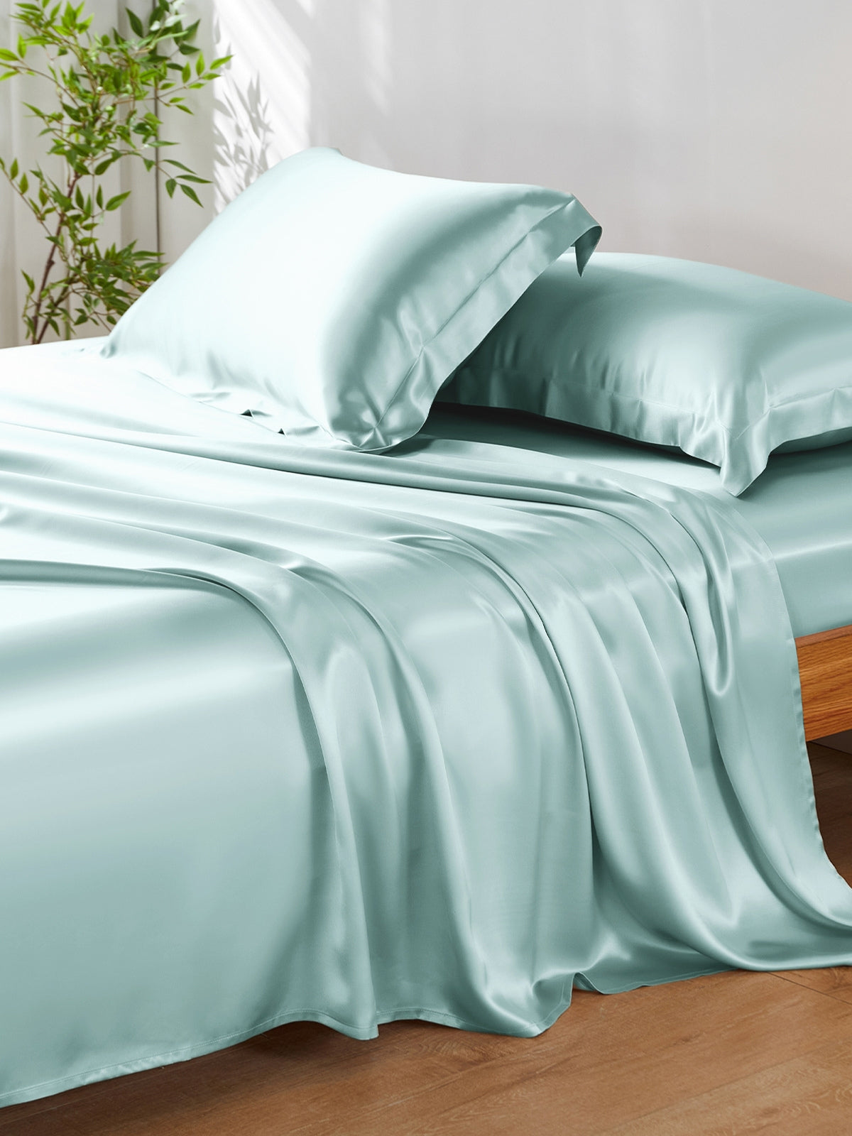 Ensemble de draps en soie supérieur avec taies d'oreiller 4 pièces - 19 momme