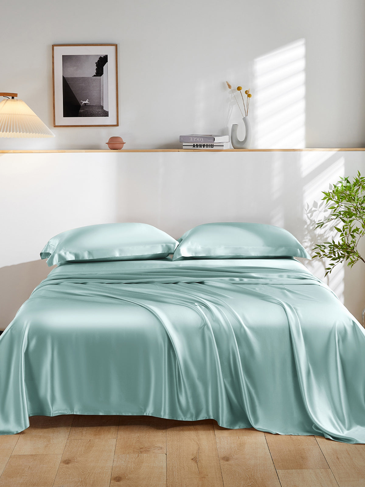 Ensemble de draps en soie supérieur avec taies d'oreiller 4 pièces - 19 momme