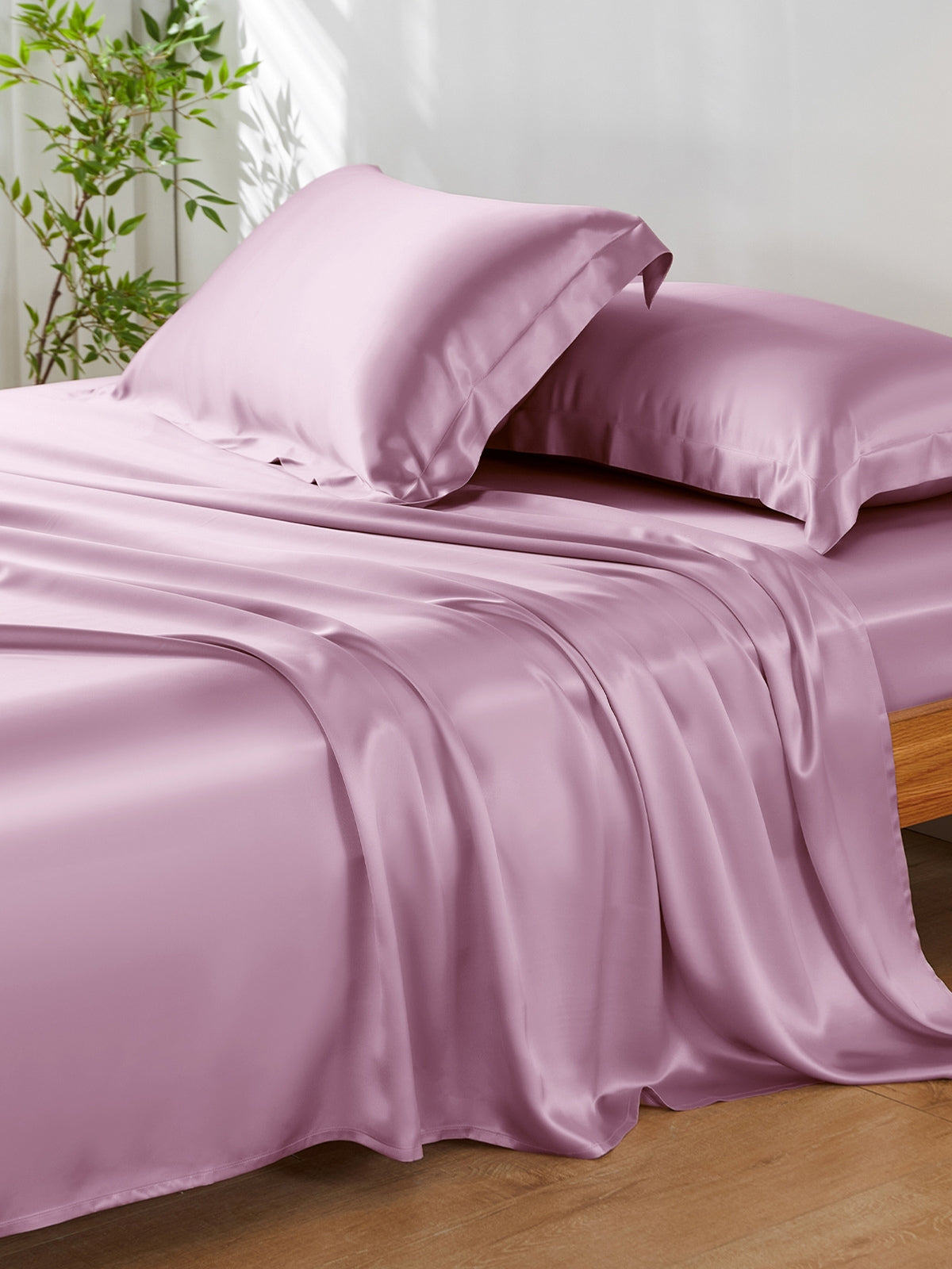Ensemble de draps en soie supérieur avec taies d'oreiller 4 pièces - 19 momme
