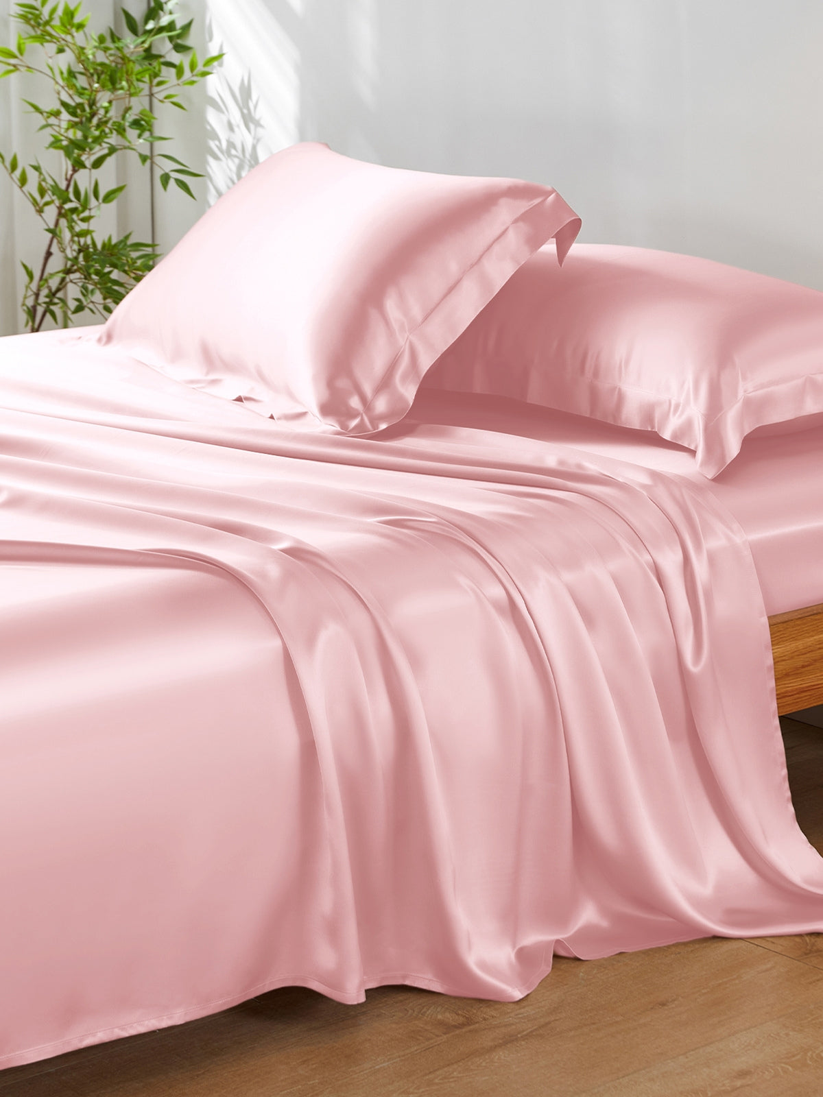 Ensemble de draps en soie supérieur avec taies d'oreiller 4 pièces - 19 momme