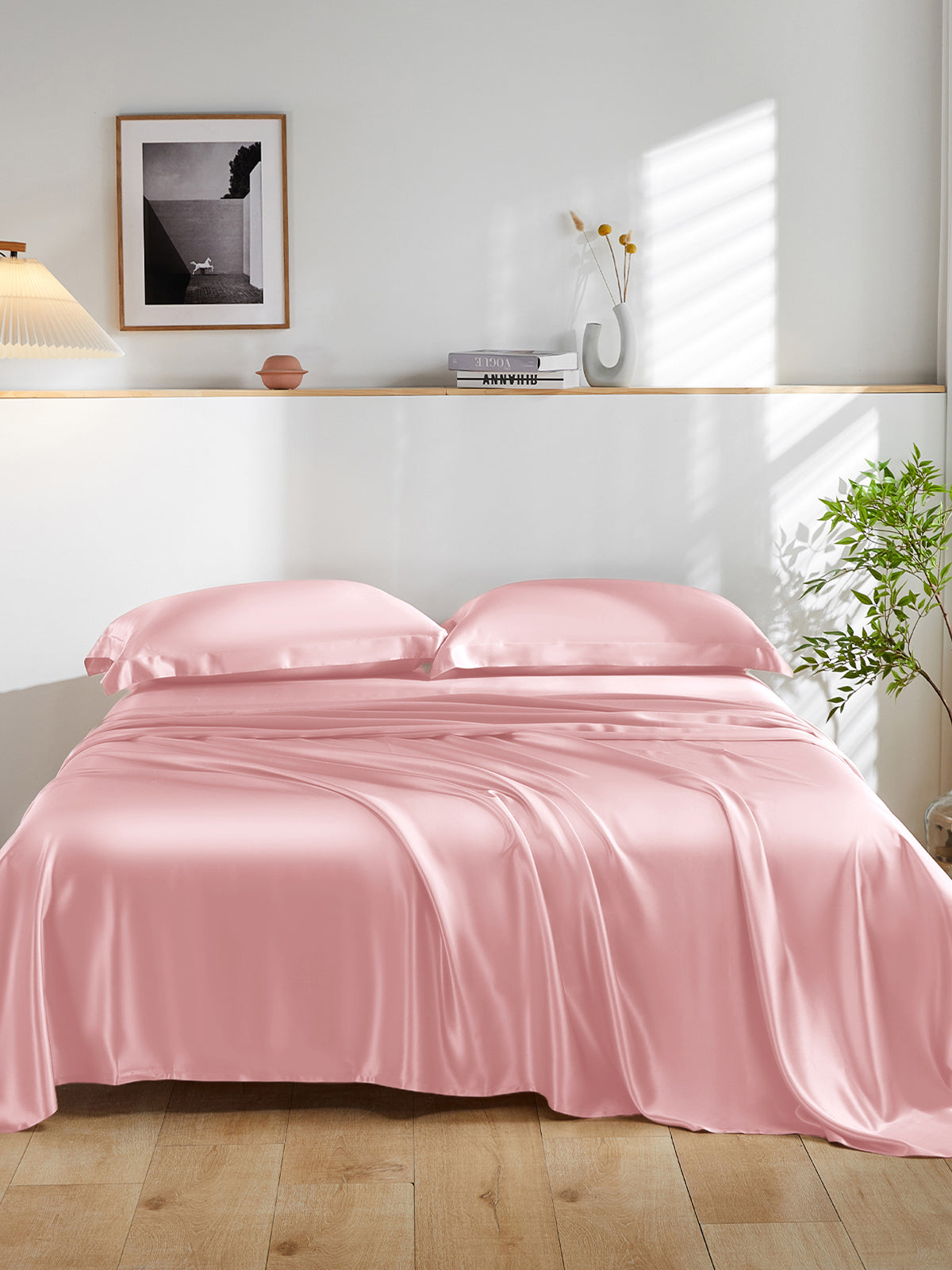 Ensemble de draps en soie supérieur avec taies d'oreiller 4 pièces - 19 momme
