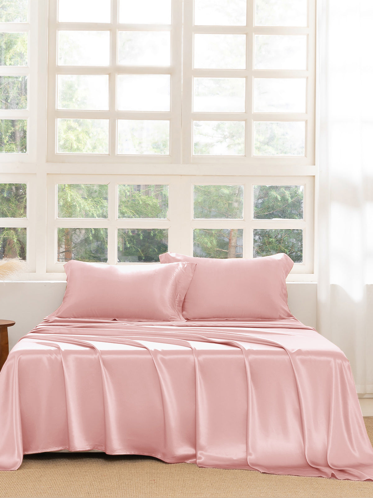 Ensemble de draps en soie supérieur avec taies d'oreiller 3 pièces - 22 momme