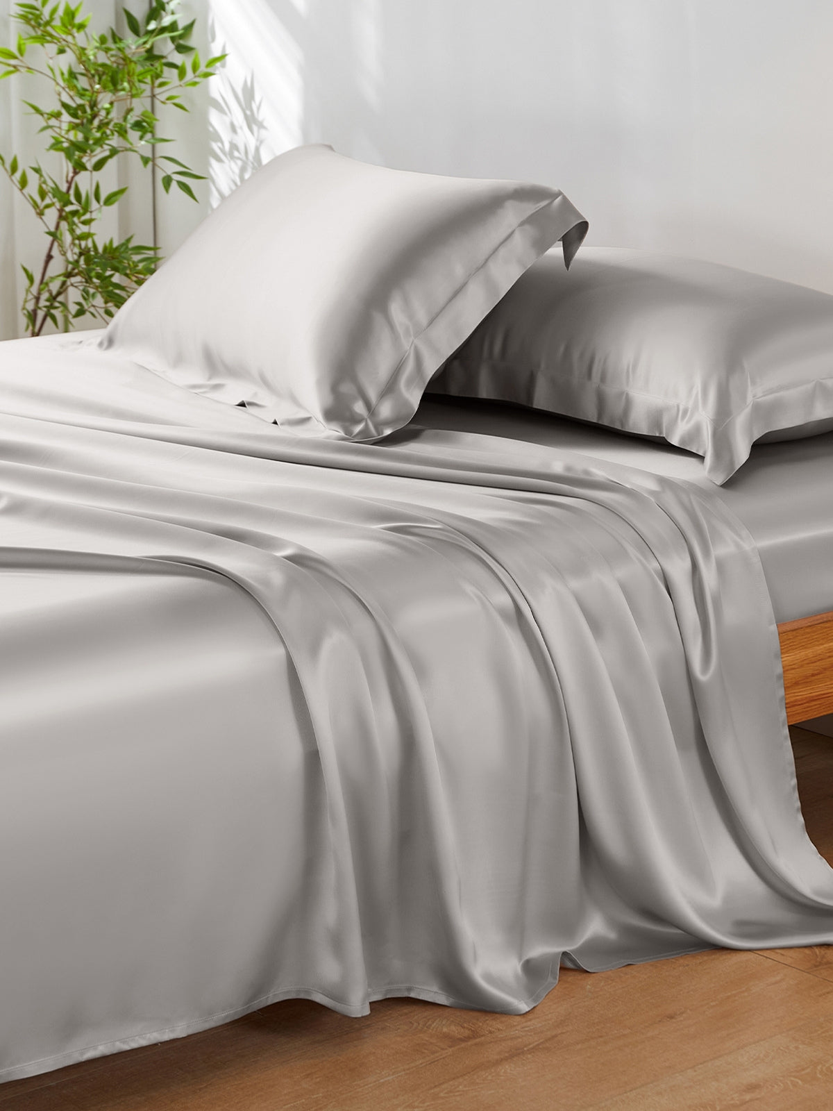 Ensemble de draps en soie supérieur avec taies d'oreiller 4 pièces - 19 momme