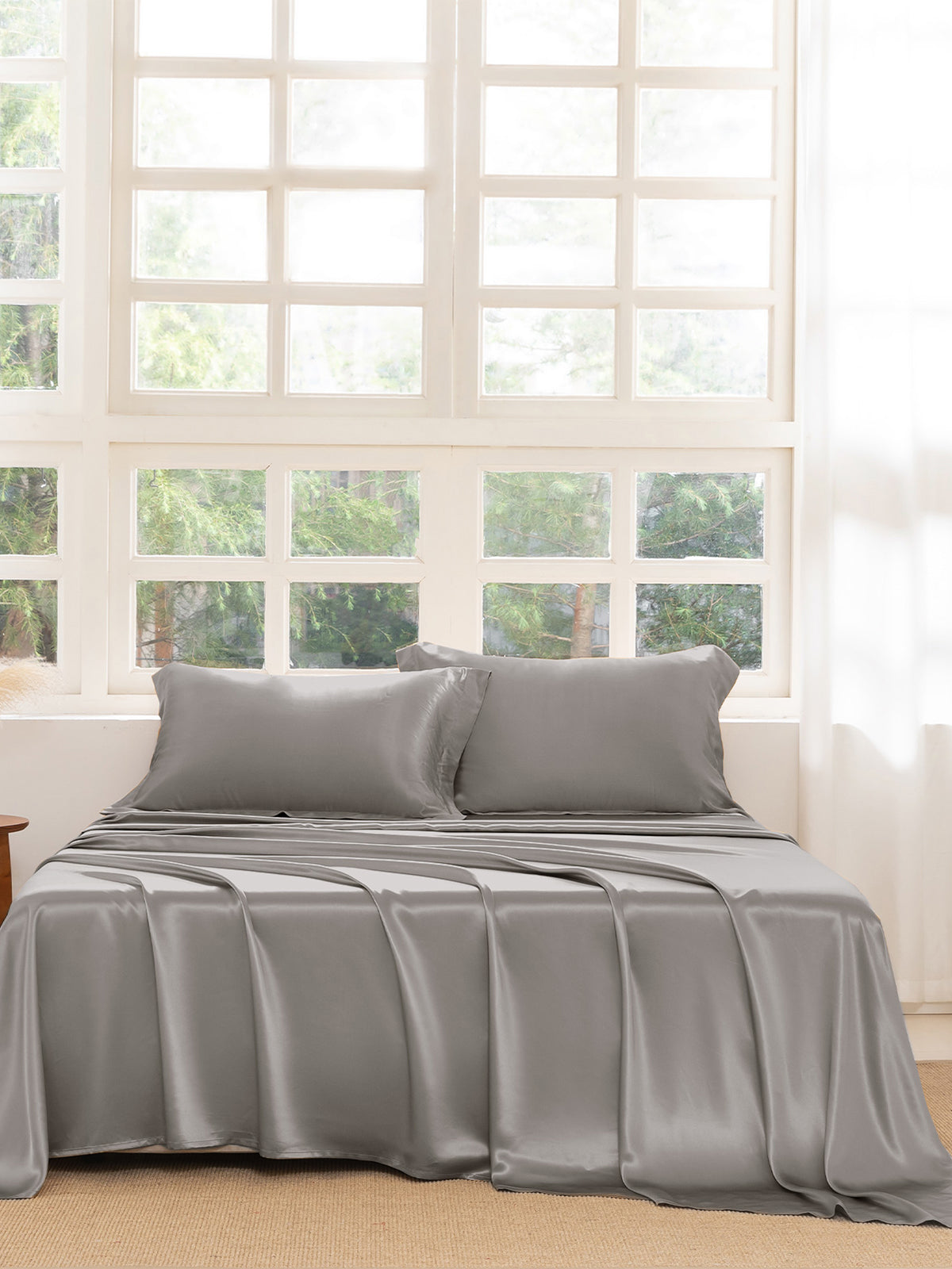 Ensemble de draps en soie supérieur avec taies d'oreiller 3 pièces - 22 momme