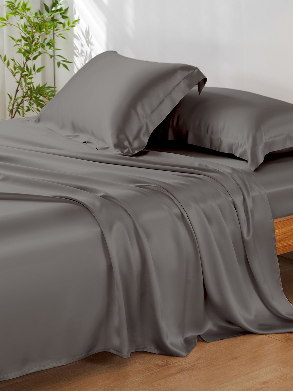 Ensemble de draps en soie supérieur avec taies d'oreiller 4 pièces - 19 momme