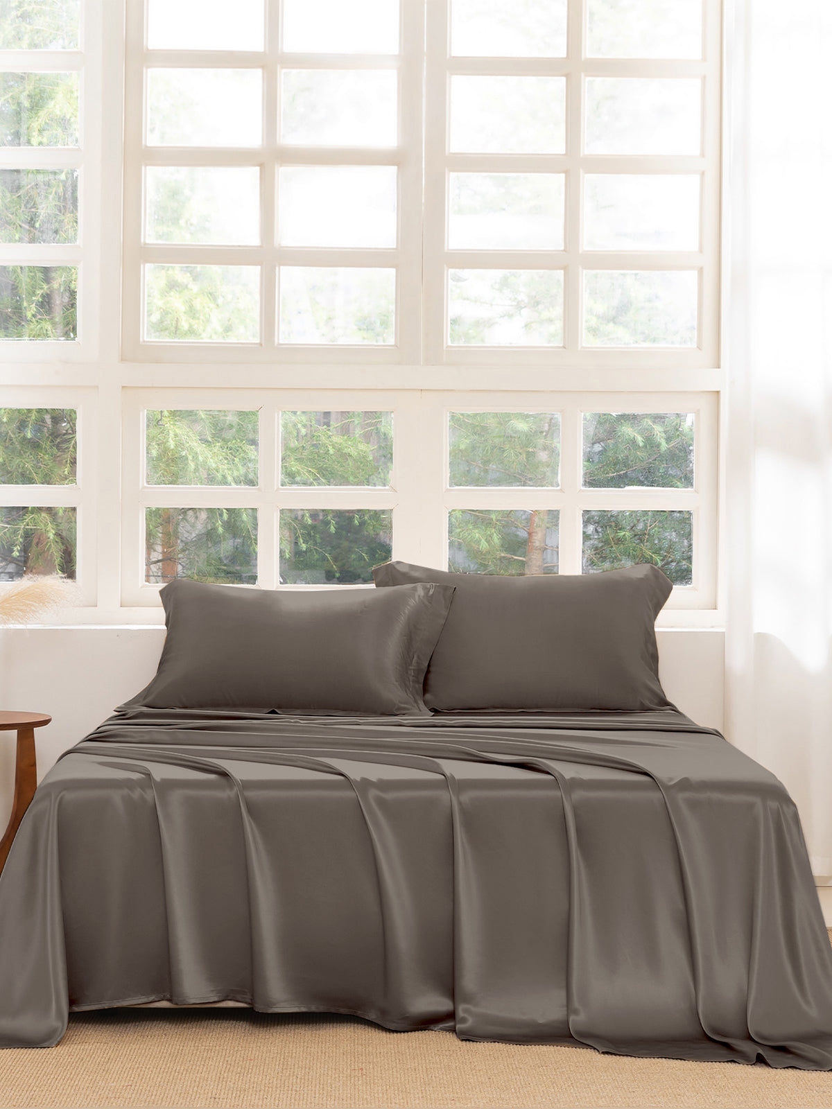 Ensemble de draps en soie supérieur avec taies d'oreiller 3 pièces - 22 momme
