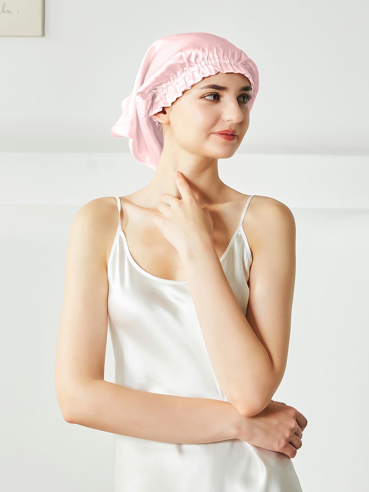 Bonnet de nuit en soie pour cheveux courts