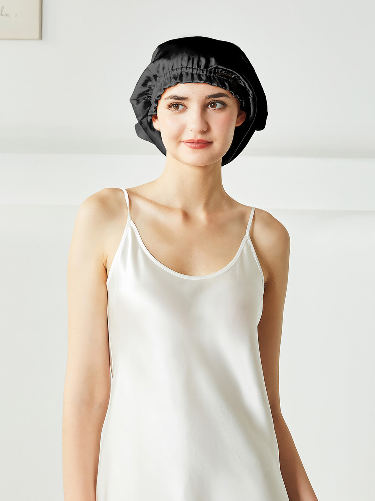 Bonnet de nuit en soie pour cheveux courts