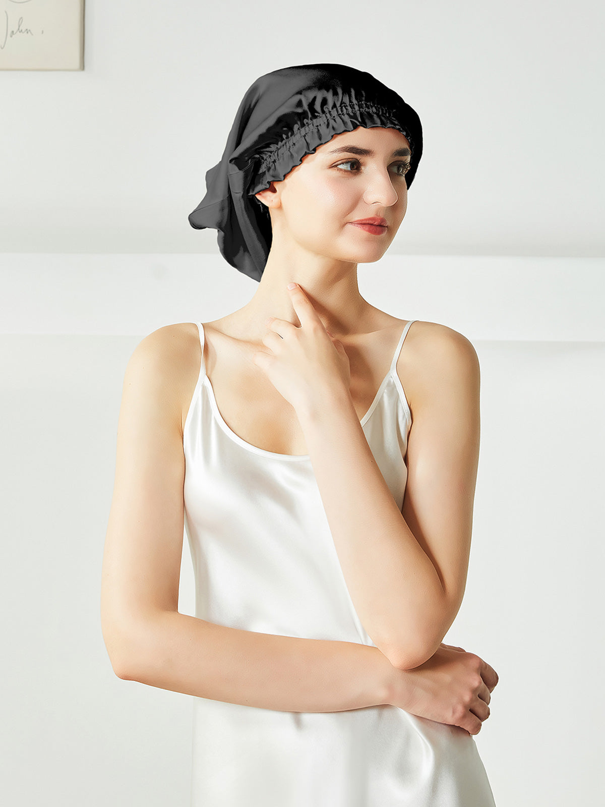 Bonnet de nuit en soie pour cheveux courts