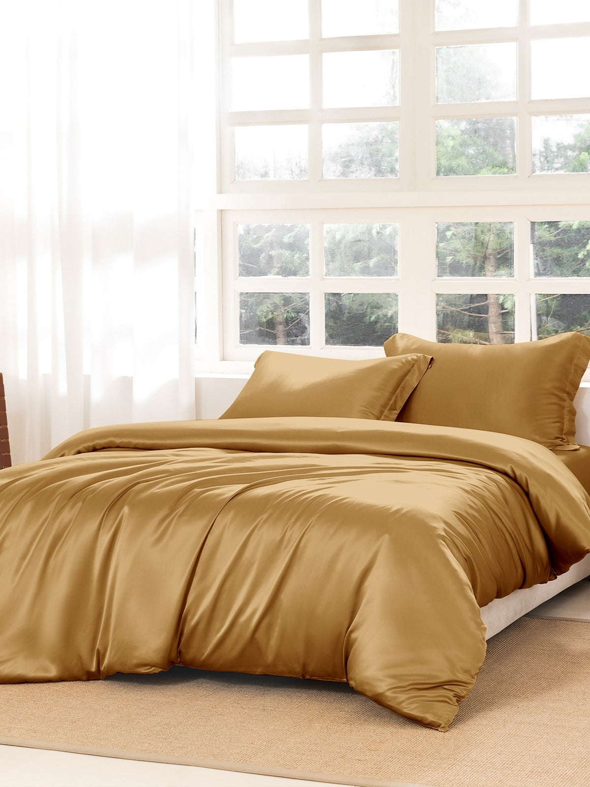 Ensemble de housse de couette en soie supérieur 4 pièces - 22 momme