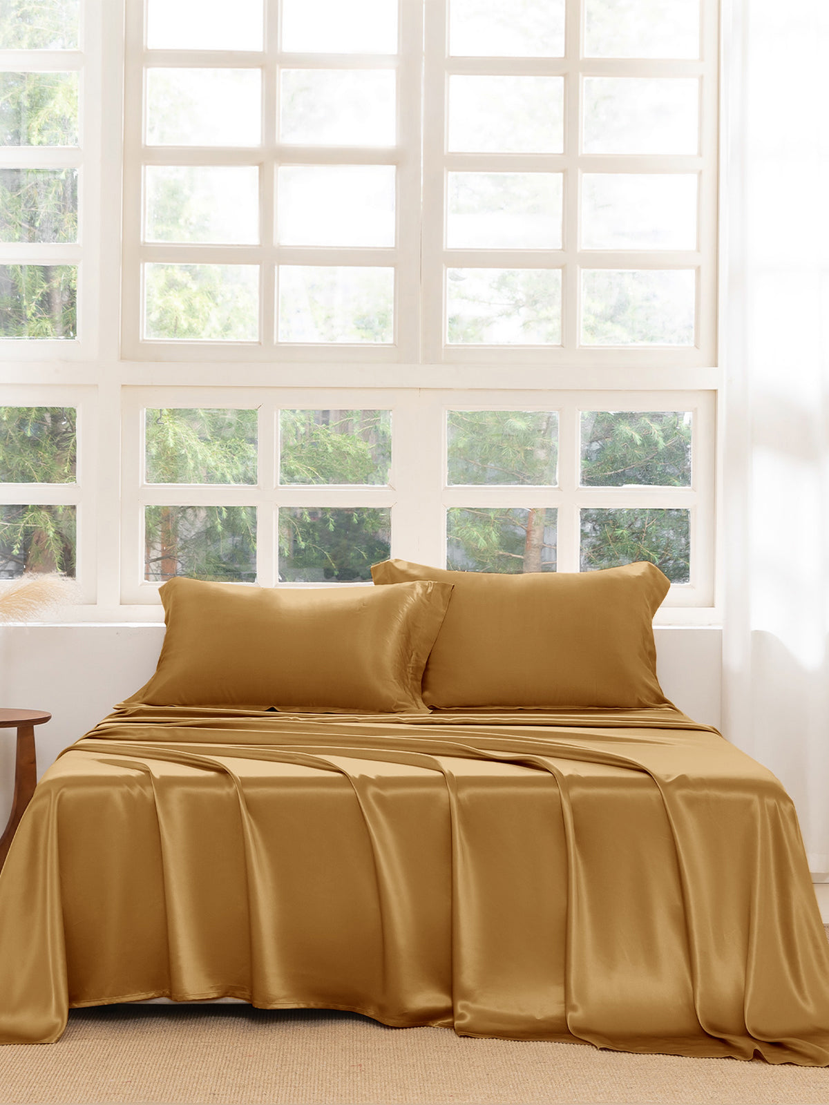Ensemble de draps en soie supérieur avec taies d'oreiller 3 pièces - 22 momme
