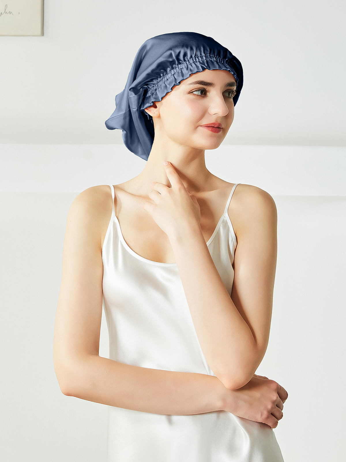 Bonnet de nuit en soie pour cheveux courts