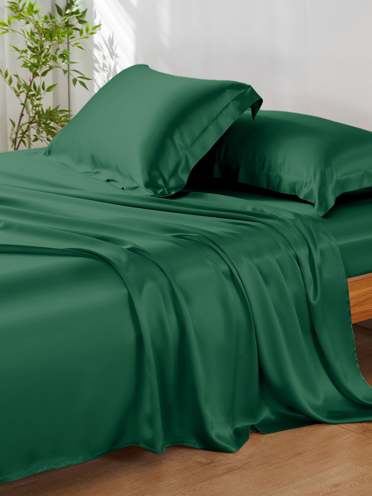Ensemble de draps en soie supérieur avec taies d'oreiller 4 pièces - 19 momme