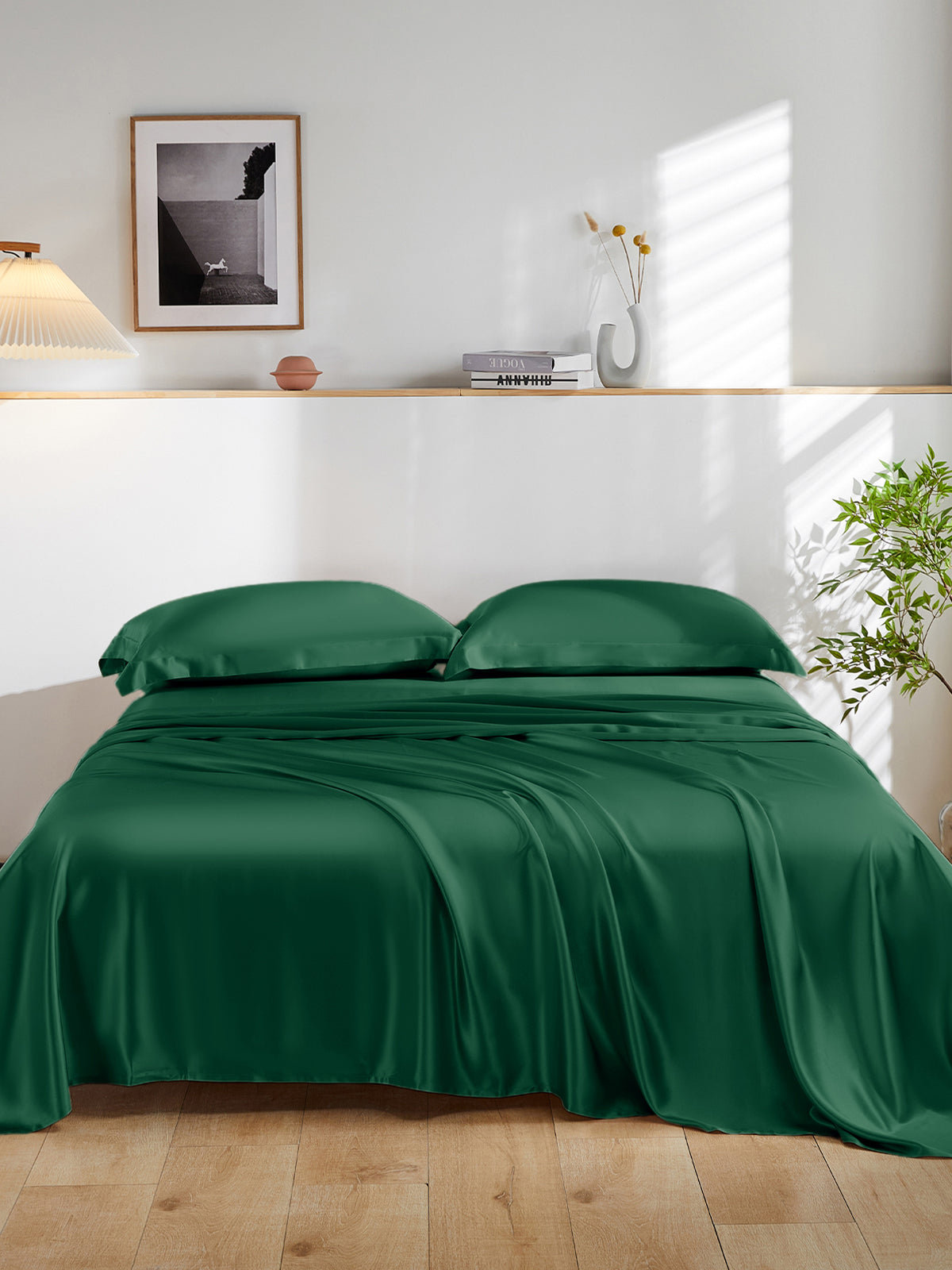 Ensemble de draps en soie supérieur avec taies d'oreiller 4 pièces - 19 momme
