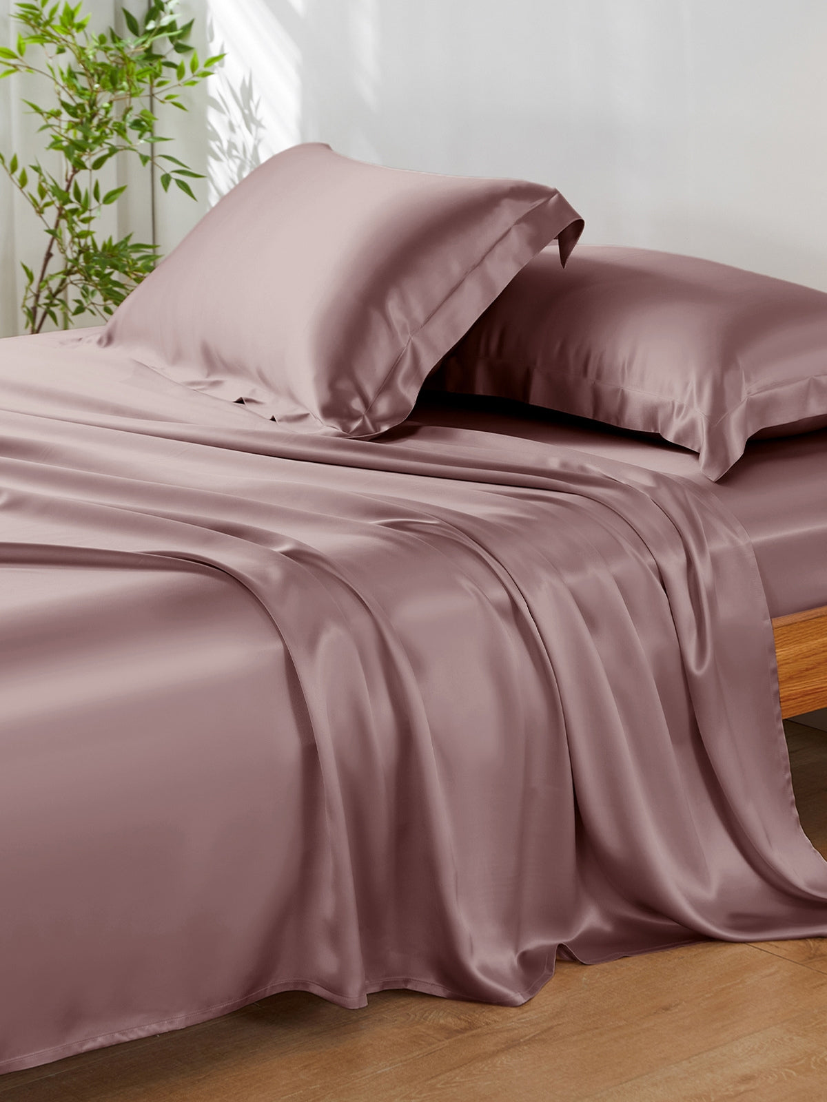 Ensemble de draps en soie supérieur avec taies d'oreiller 4 pièces - 19 momme