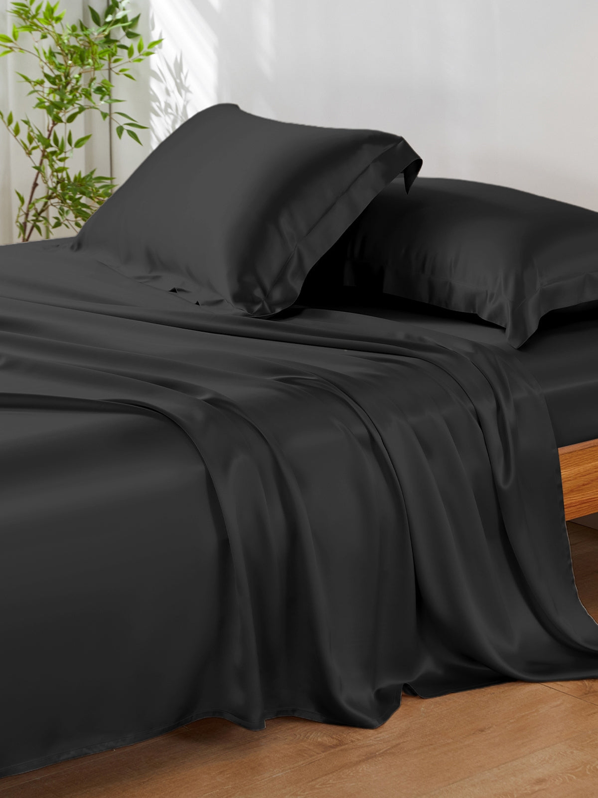 Ensemble de draps en soie supérieur avec taies d'oreiller 4 pièces - 19 momme
