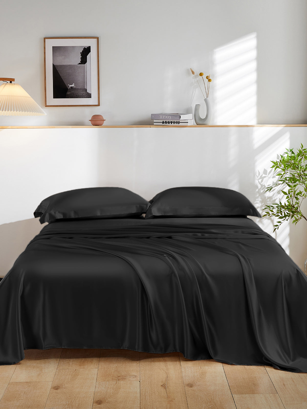 Ensemble de draps en soie supérieur avec taies d'oreiller 4 pièces - 19 momme