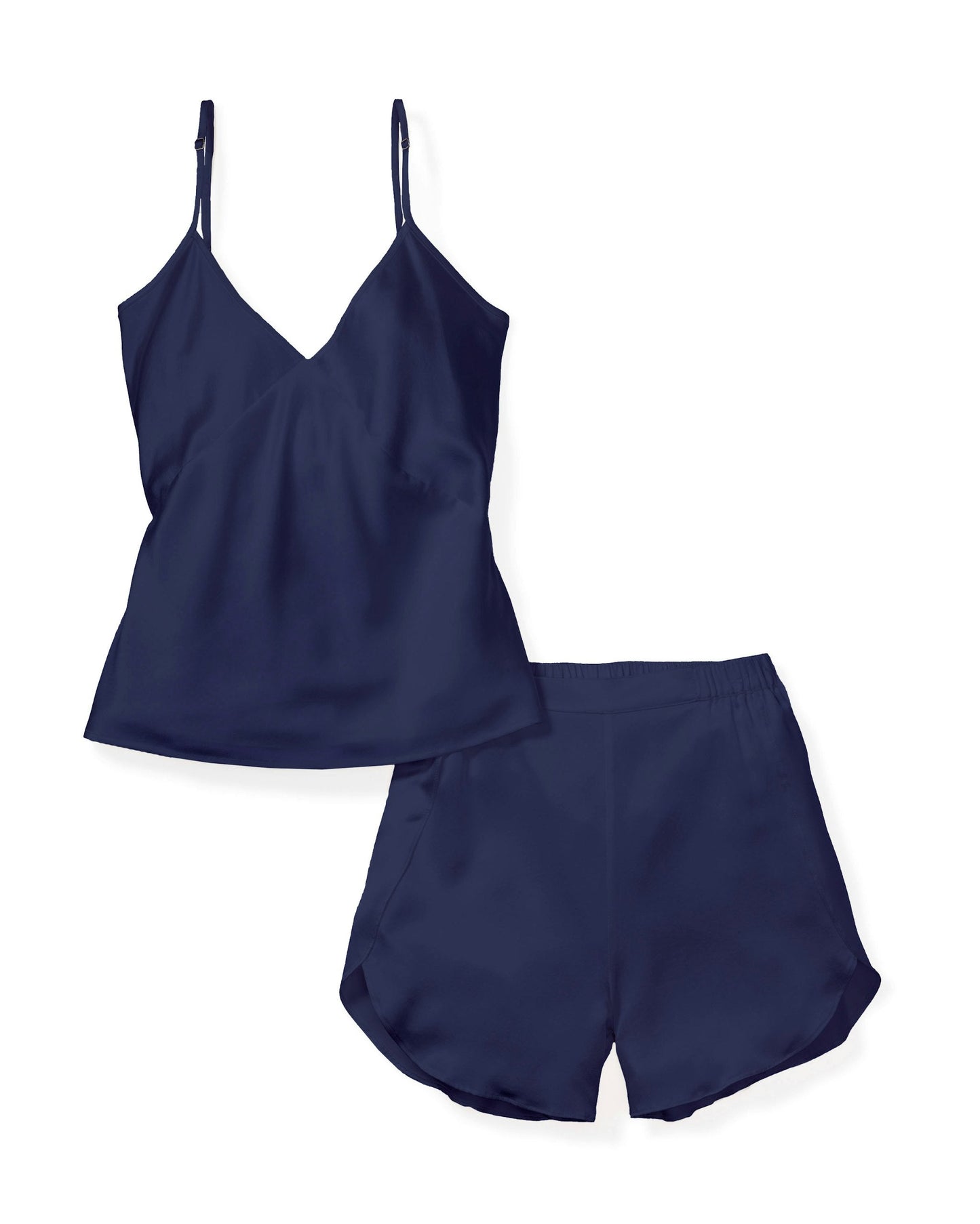 Ensemble camisole courte en soie bleu marine