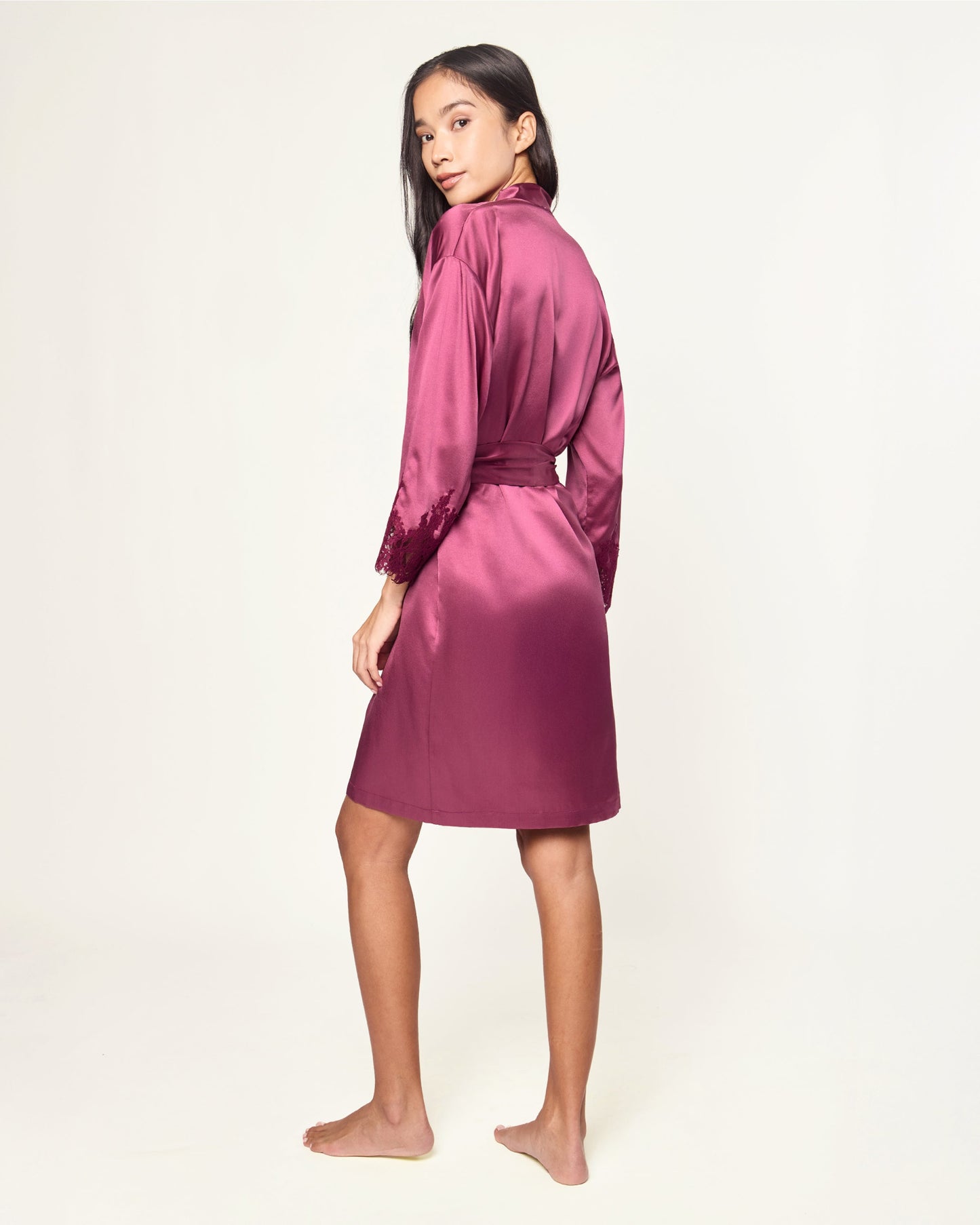 Robe de chambre en dentelle bois de rose