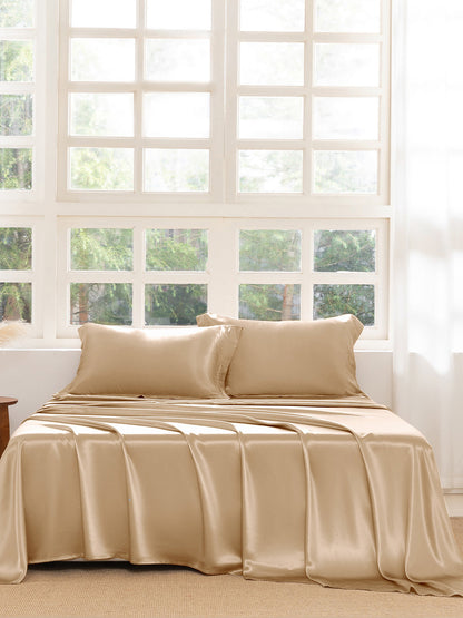 Ensemble de draps en soie supérieur avec taies d'oreiller 3 pièces - 22 momme