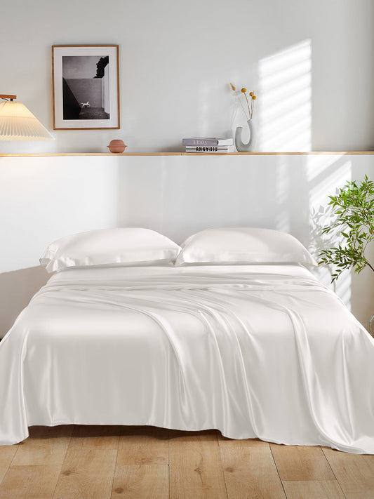Ensemble de draps en soie supérieur avec taies d'oreiller 4 pièces - 19 momme