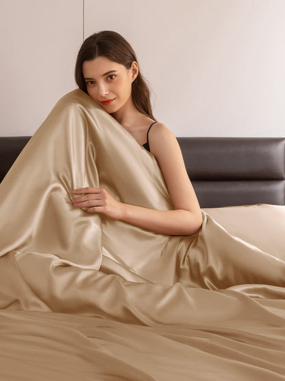 Ensemble de housse de couette en soie supérieur 4 pièces - 22 momme