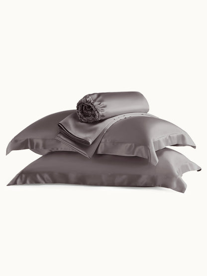 Ensemble de draps en soie supérieur avec taies d'oreiller 3 pièces - 22 momme