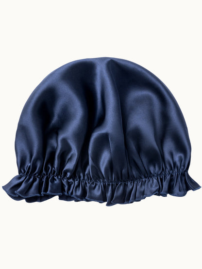 Bonnet de nuit ajustable en soie de mûrier avec bande élastique