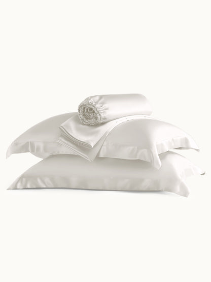Ensemble de draps en soie 4 pièces avec taies d'oreiller - 25 momme