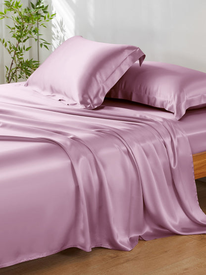 Ensemble de draps en soie supérieur avec taies d'oreiller 4 pièces - 19 momme