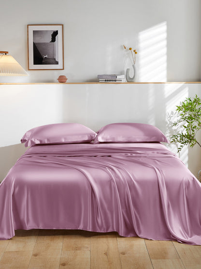 Ensemble de draps en soie supérieur avec taies d'oreiller 4 pièces - 19 momme