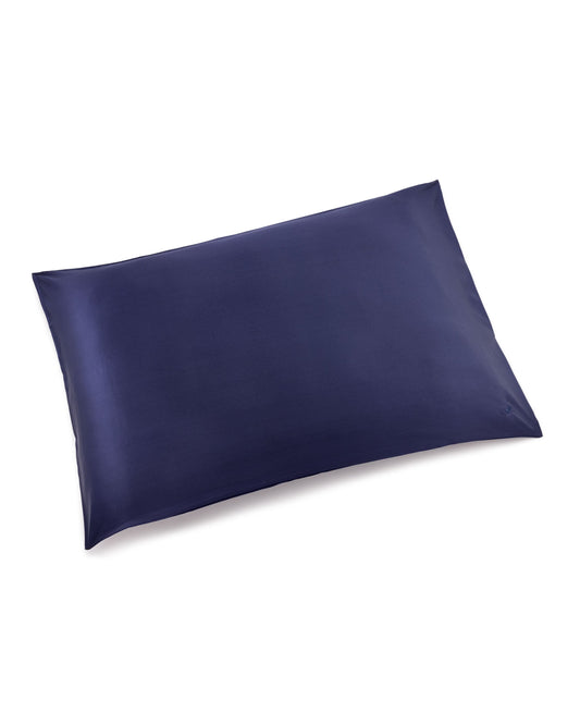 Taie d'oreiller en soie bleu marine - 22 momme
