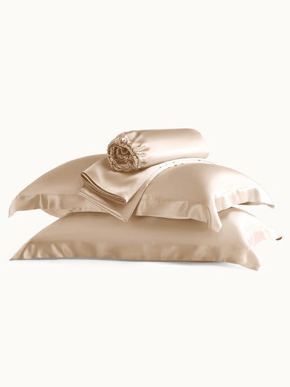 Ensemble de draps en soie supérieur avec taies d'oreiller 3 pièces - 22 momme