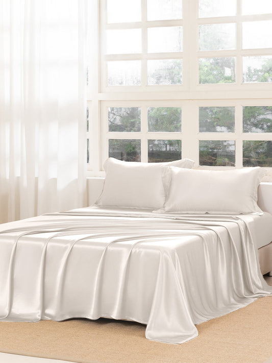 Ensemble de draps en soie supérieur avec taies d'oreiller 3 pièces - 22 momme