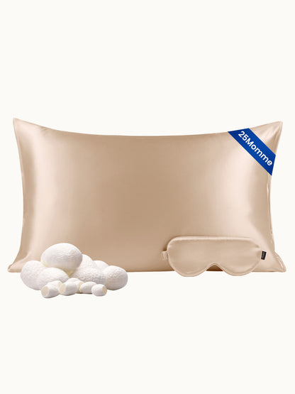 Ensemble de taie d'oreiller et masque de sommeil en soie - 25 momme