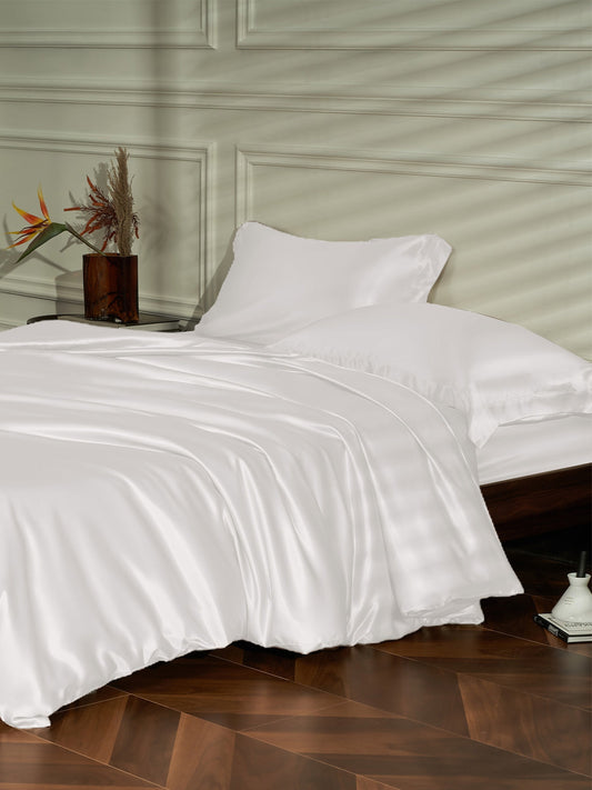 Ensemble de housse de couette en soie supérieur 4 pièces  - 25 momme