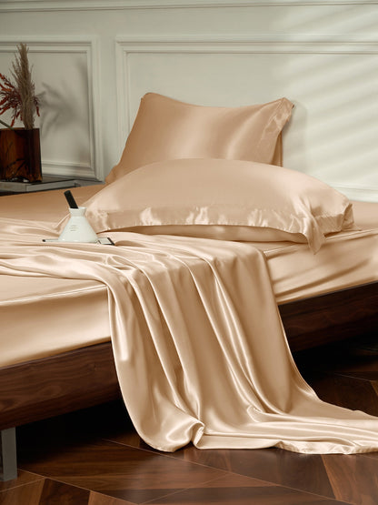 Ensemble de draps en soie 4 pièces avec taies d'oreiller - 25 momme