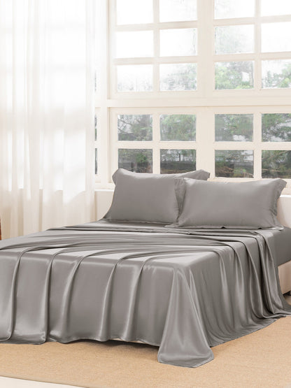 Ensemble de draps en soie supérieur avec taies d'oreiller 3 pièces - 22 momme