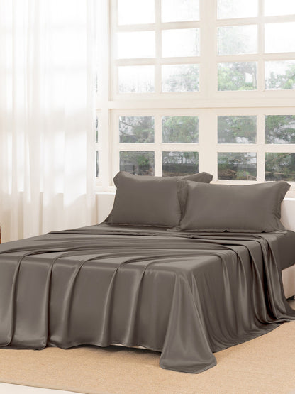 Ensemble de draps en soie supérieur avec taies d'oreiller 3 pièces - 22 momme