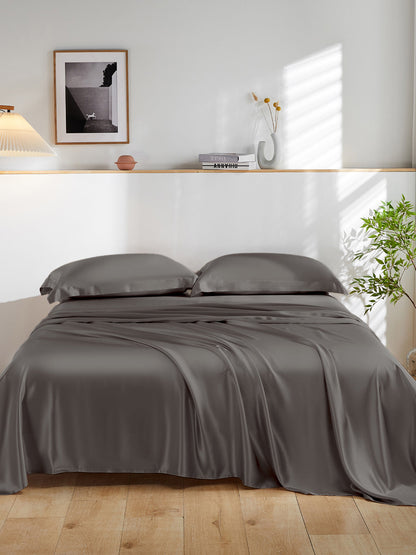 Ensemble de draps en soie supérieur avec taies d'oreiller 4 pièces - 19 momme