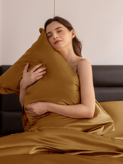 Ensemble de housse de couette en soie supérieur 4 pièces - 22 momme