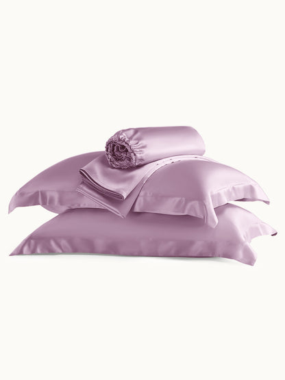 Ensemble de draps en soie supérieur avec taies d'oreiller 4 pièces - 19 momme