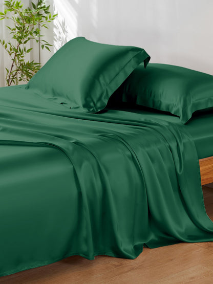 Ensemble de draps en soie supérieur avec taies d'oreiller 4 pièces - 19 momme