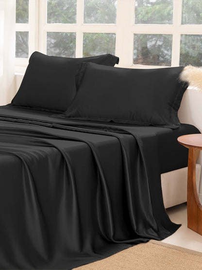 Ensemble de draps en soie supérieur avec taies d'oreiller 3 pièces - 22 momme