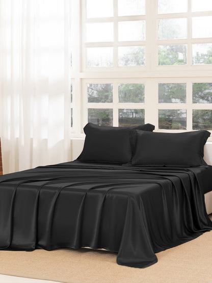 Ensemble de draps en soie supérieur avec taies d'oreiller 3 pièces - 22 momme